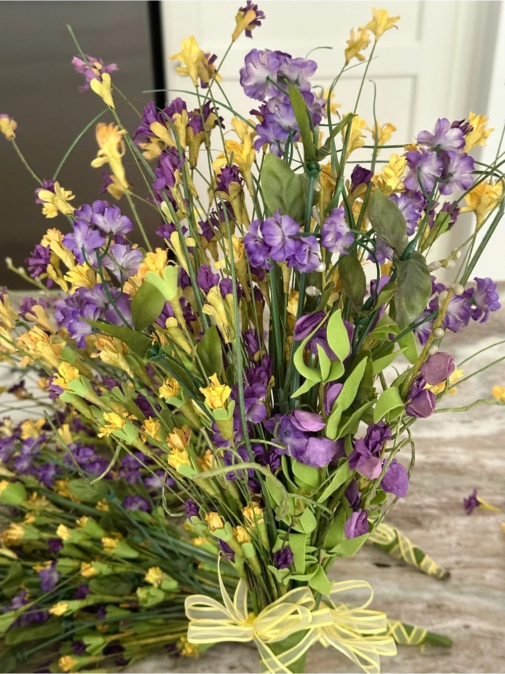Wildflower Bouquet - Purple & Yellow Faux Floral Arrangement